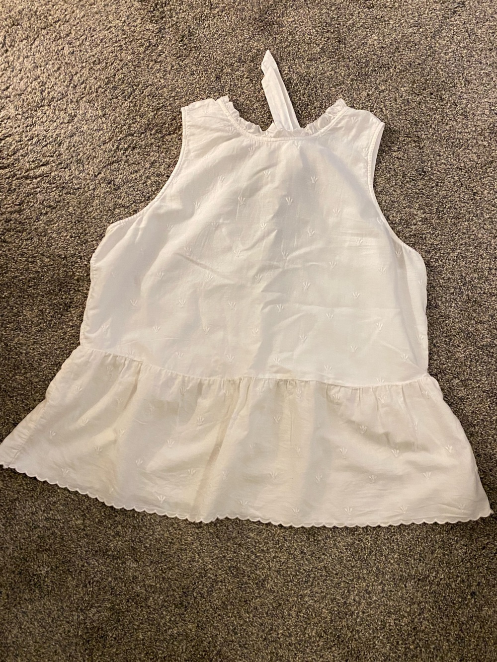 LOFT White Sleeveless Ruffle-Hem Tank